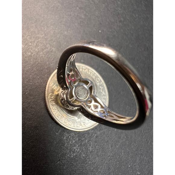 Prasiolite and apatite ring in platinum over copper size 8 - Picture 5 of 16